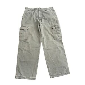 Y2K Mossimo Pants Mens 36x30 Beige Green Cargo Pockets Outdoors‎ Surplus Utility